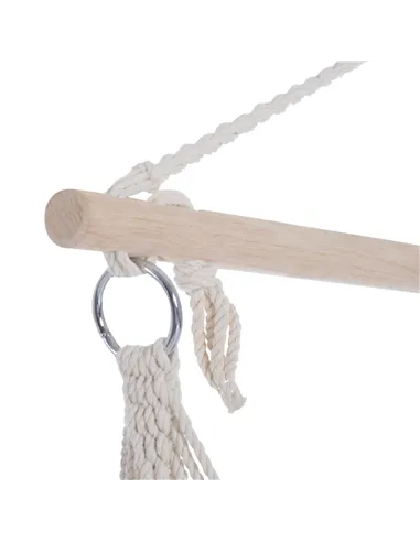 Outsunny Outdoor Hanging Rope Chair with Soft Padded Seat & Backrest, Garden Hammock Chair with Wooden Support Bar Cotton Cloth,