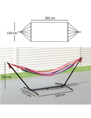 Outsunny 298 x 117cm Hammock with Stand Camping Hammock with Portable Carrying Bag, Adjustable Height, 120kg Load Capacity, Red 