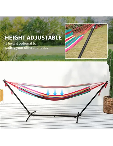 Outsunny 298 x 117cm Hammock with Stand Camping Hammock with Portable Carrying Bag, Adjustable Height, 120kg Load Capacity, Red 
