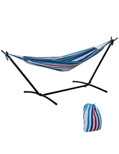 Outsunny 298 x 117cm Hammock with Stand Camping Hammock with Portable Carrying Bag, Adjustable Height, 120kg Load Capacity, Whit