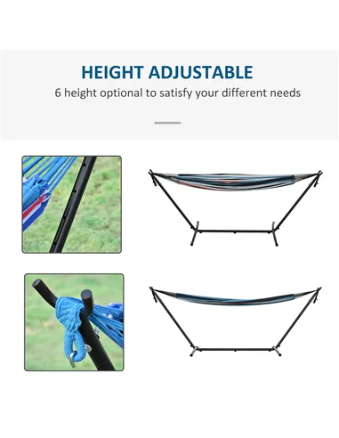 Outsunny 298 x 117cm Hammock with Stand Camping Hammock with Portable Carrying Bag, Adjustable Height, 120kg Load Capacity, Whit