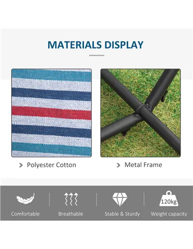 Outsunny 298 x 117cm Hammock with Stand Camping Hammock with Portable Carrying Bag, Adjustable Height, 120kg Load Capacity, Whit