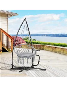 Outsunny Hammock Chair Stand Only Construction Heavy Duty Metal C-Stand for Hanging Hammock Chair Porch Swing Indoor or Outdoor  2