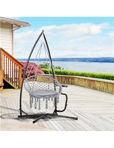 Outsunny Hammock Chair Stand Only Construction Heavy Duty Metal C-Stand for Hanging Hammock Chair Porch Swing Indoor or Outdoor 