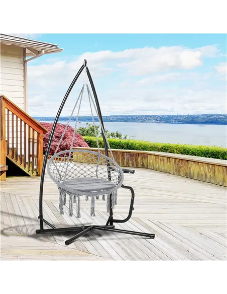 Outsunny Hammock Chair Stand Only Construction Heavy Duty Metal C-Stand for Hanging Hammock Chair Porch Swing Indoor or Outdoor 
