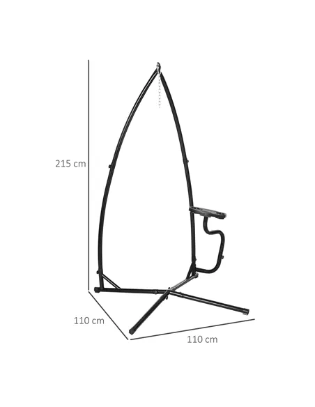 Outsunny Hammock Chair Stand Only Construction Heavy Duty Metal C-Stand for Hanging Hammock Chair Porch Swing Indoor or Outdoor 