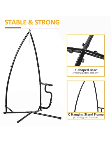 Outsunny Hammock Chair Stand Only Construction Heavy Duty Metal C-Stand for Hanging Hammock Chair Porch Swing Indoor or Outdoor 