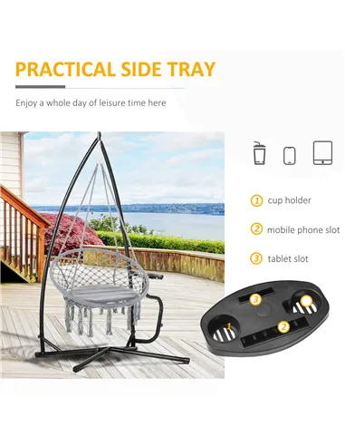 Outsunny Hammock Chair Stand Only Construction Heavy Duty Metal C-Stand for Hanging Hammock Chair Porch Swing Indoor or Outdoor 