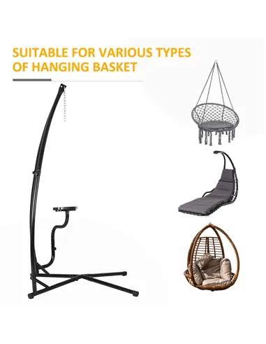 Outsunny Hammock Chair Stand Only Construction Heavy Duty Metal C-Stand for Hanging Hammock Chair Porch Swing Indoor or Outdoor 