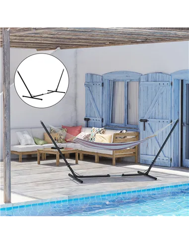 Outsunny 3.1–3.8m Adjustable Universal Hammock Stand Metal Frame Garden Camping Picnic Outdoor Patio Replacement – Stand Only