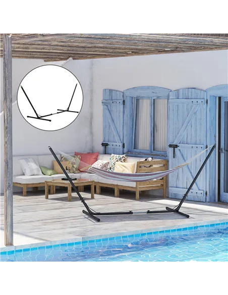 Outsunny 3.1–3.8m Adjustable Universal Hammock Stand Metal Frame Garden Camping Picnic Outdoor Patio Replacement – Stand Only