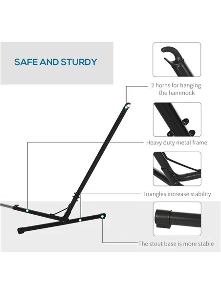 Outsunny 3.1–3.8m Adjustable Universal Hammock Stand Metal Frame Garden Camping Picnic Outdoor Patio Replacement – Stand Only