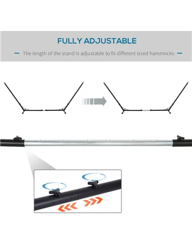 Outsunny 3.1–3.8m Adjustable Universal Hammock Stand Metal Frame Garden Camping Picnic Outdoor Patio Replacement – Stand Only