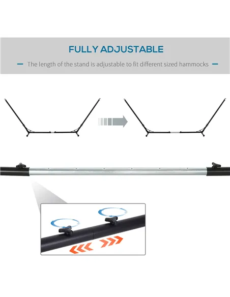 Outsunny 3.1–3.8m Adjustable Universal Hammock Stand Metal Frame Garden Camping Picnic Outdoor Patio Replacement – Stand Only