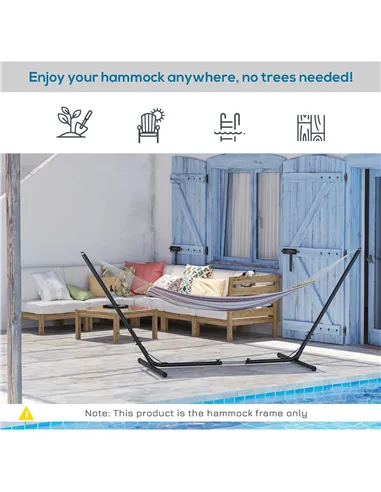 Outsunny 3.1–3.8m Adjustable Universal Hammock Stand Metal Frame Garden Camping Picnic Outdoor Patio Replacement – Stand Only