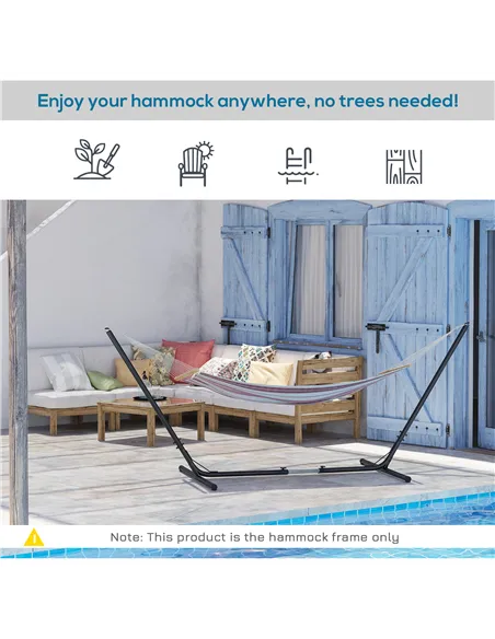Outsunny 3.1–3.8m Adjustable Universal Hammock Stand Metal Frame Garden Camping Picnic Outdoor Patio Replacement – Stand Only