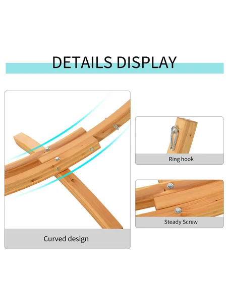 Outsunny 3.25m Wooden Hammock Stand Universal Fit Garden Picnic Camp Accessories