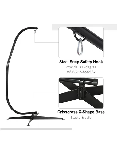 Outsunny Hanging Hammock Stand Hammock Chair Stand C Stand Steel Heavy Duty Stand for Hanging Hammock Air Porch Swing Chair Indo