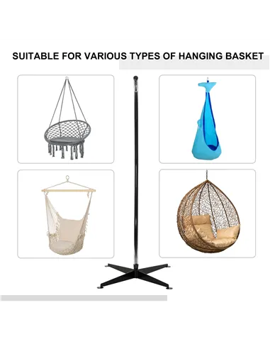 Outsunny Hanging Hammock Stand Hammock Chair Stand C Stand Steel Heavy Duty Stand for Hanging Hammock Air Porch Swing Chair Indo
