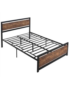 HOMCOM Double Size Metal Bed Frame with Headboard & Footboard, Strong Slat Support Full Bed Frame w/ Underbed Storage Space, Bed