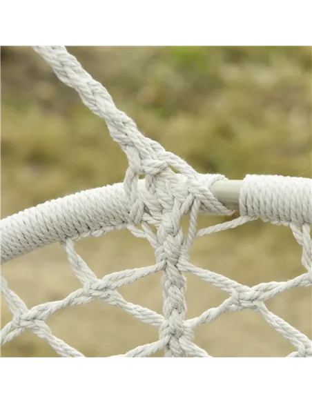 Outsunny Hanging Hammock Chair Cotton Rope Porch Swing with Metal Frame, Large Macrame Seat for Patio, Garden, Bedroom, Living R