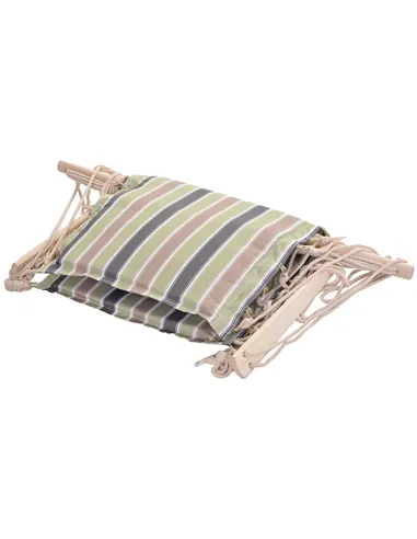 Outsunny Garden Outdoor Hanging Hammock Chair Thick Rope Frame Wooden Arms Safe Wide Seat Garden Outdoor Spot Stylish Multicolou