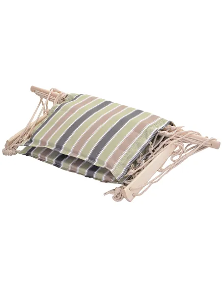 Outsunny Garden Outdoor Hanging Hammock Chair Thick Rope Frame Wooden Arms Safe Wide Seat Garden Outdoor Spot Stylish Multicolou