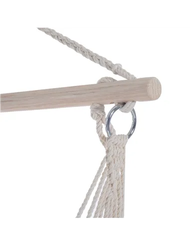 Outsunny Outdoor Hanging Rope Chair with Soft Padded Seat & Backrest, Garden Hammock Chair with Wooden Support Bar Cotton Cloth,