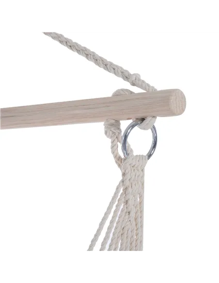 Outsunny Outdoor Hanging Rope Chair with Soft Padded Seat & Backrest, Garden Hammock Chair with Wooden Support Bar Cotton Cloth,