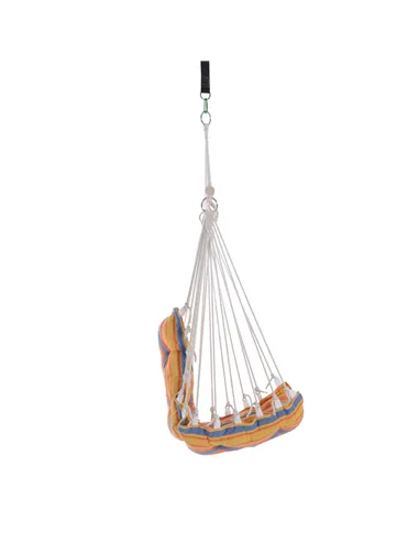 Outsunny Outdoor Hanging Rope Chair with Soft Padded Seat & Backrest, Garden Hammock Chair with Wooden Support Bar Cotton Cloth,