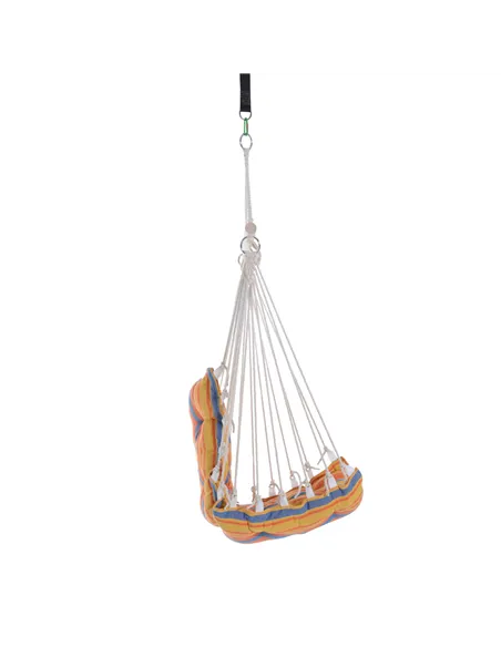 Outsunny Outdoor Hanging Rope Chair with Soft Padded Seat & Backrest, Garden Hammock Chair with Wooden Support Bar Cotton Cloth,