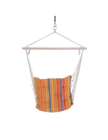 Outsunny Outdoor Hanging Rope Chair with Soft Padded Seat & Backrest, Garden Hammock Chair with Wooden Support Bar Cotton Cloth,