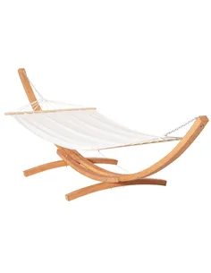 Outsunny Outdoor Garden Hammock with Wooden Stand Swing Hanging Bed for Patio White