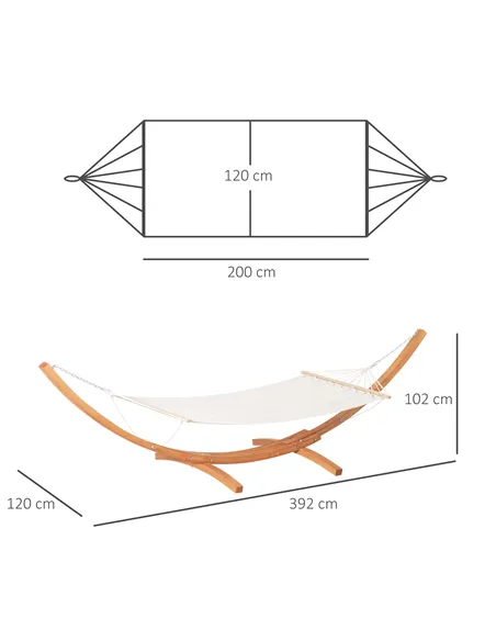 Outsunny Outdoor Garden Hammock with Wooden Stand Swing Hanging Bed for Patio White