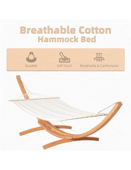 Outsunny Outdoor Garden Hammock with Wooden Stand Swing Hanging Bed for Patio White