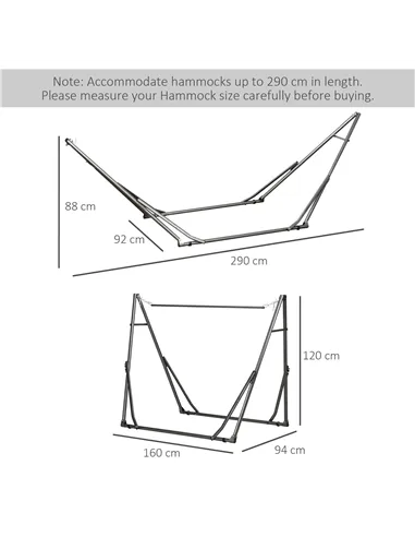 Outsunny Foldable Hammock Stand, Portable Hammock with Metal Frame, 2 in 1 Hammock Net Stand, Clothes Drying Rack, Load Capacity
