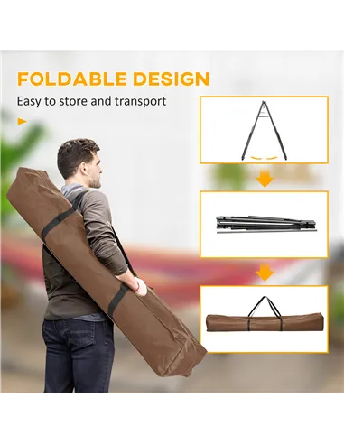 Outsunny Foldable Hammock Stand, Portable Hammock with Metal Frame, 2 in 1 Hammock Net Stand, Clothes Drying Rack, Load Capacity
