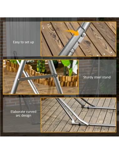 Outsunny Foldable Hammock Stand, Portable Hammock with Metal Frame, 2 in 1 Hammock Net Stand, Clothes Drying Rack, Load Capacity