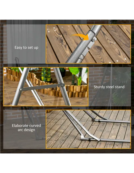 Outsunny Foldable Hammock Stand, Portable Hammock with Metal Frame, 2 in 1 Hammock Net Stand, Clothes Drying Rack, Load Capacity