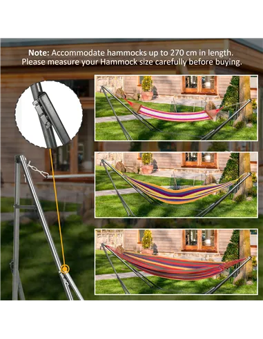 Outsunny Foldable Hammock Stand, Portable Hammock with Metal Frame, 2 in 1 Hammock Net Stand, Clothes Drying Rack, Load Capacity