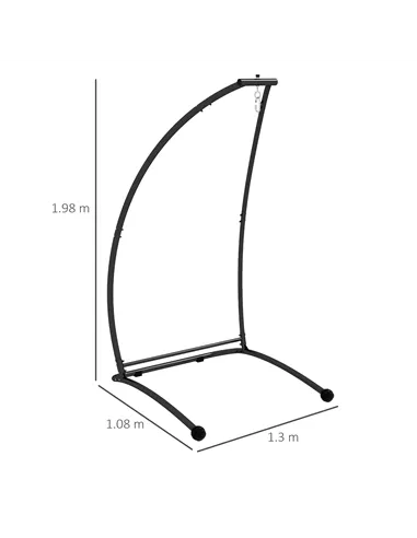 Outsunny Hammock Chair Stand, C Shape Hanging Heavy Duty Metal Frame Hammock Stand for Hanging Hammock Air Porch Swing Chair, In