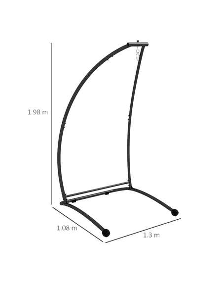Outsunny Hammock Chair Stand, C Shape Hanging Heavy Duty Metal Frame Hammock Stand for Hanging Hammock Air Porch Swing Chair, In