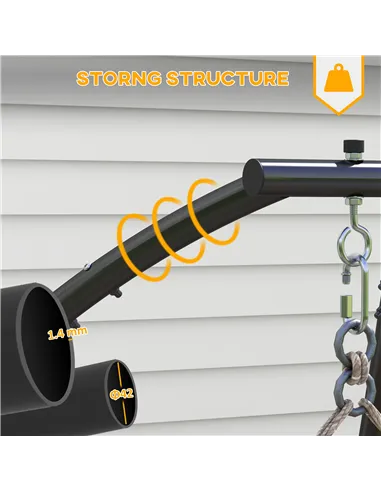 Outsunny Hammock Chair Stand, C Shape Hanging Heavy Duty Metal Frame Hammock Stand for Hanging Hammock Air Porch Swing Chair, In