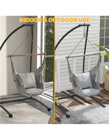 Outsunny Hammock Chair Stand, C Shape Hanging Heavy Duty Metal Frame Hammock Stand for Hanging Hammock Air Porch Swing Chair, In