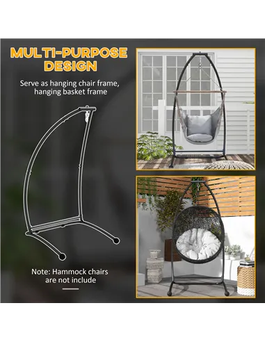 Outsunny Hammock Chair Stand, C Shape Hanging Heavy Duty Metal Frame Hammock Stand for Hanging Hammock Air Porch Swing Chair, In