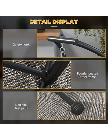 Outsunny Hammock Chair Stand, C Shape Hanging Heavy Duty Metal Frame Hammock Stand for Hanging Hammock Air Porch Swing Chair, In