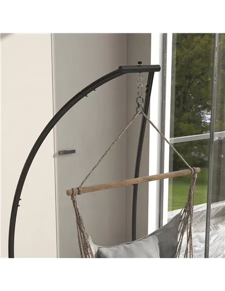Outsunny Hammock Chair Stand, C Shape Hanging Heavy Duty Metal Frame Hammock Stand for Hanging Hammock Air Porch Swing Chair, In