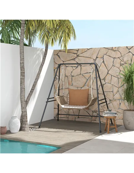 Outsunny Hammock Chair Stand, Hanging Heavy Duty Metal Frame Hammock Stand for Hanging Hammock Air Porch Swing Chair, Egg Chair,