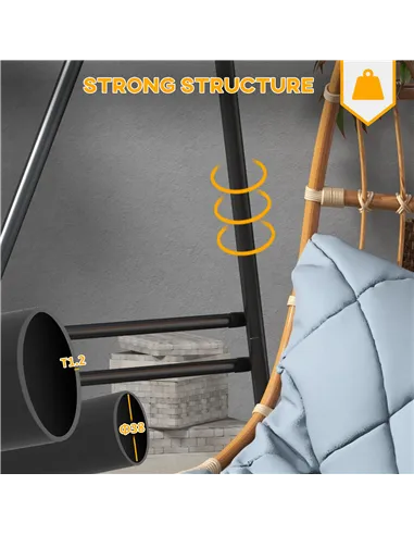 Outsunny Hammock Chair Stand, Hanging Heavy Duty Metal Frame Hammock Stand for Hanging Hammock Air Porch Swing Chair, Egg Chair,