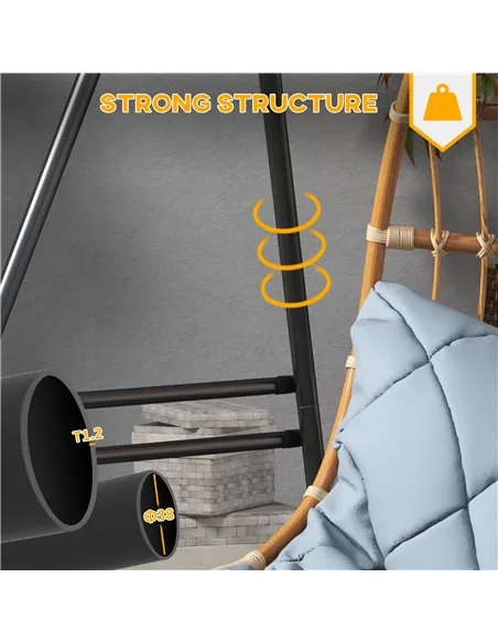 Outsunny Hammock Chair Stand, Hanging Heavy Duty Metal Frame Hammock Stand for Hanging Hammock Air Porch Swing Chair, Egg Chair,
